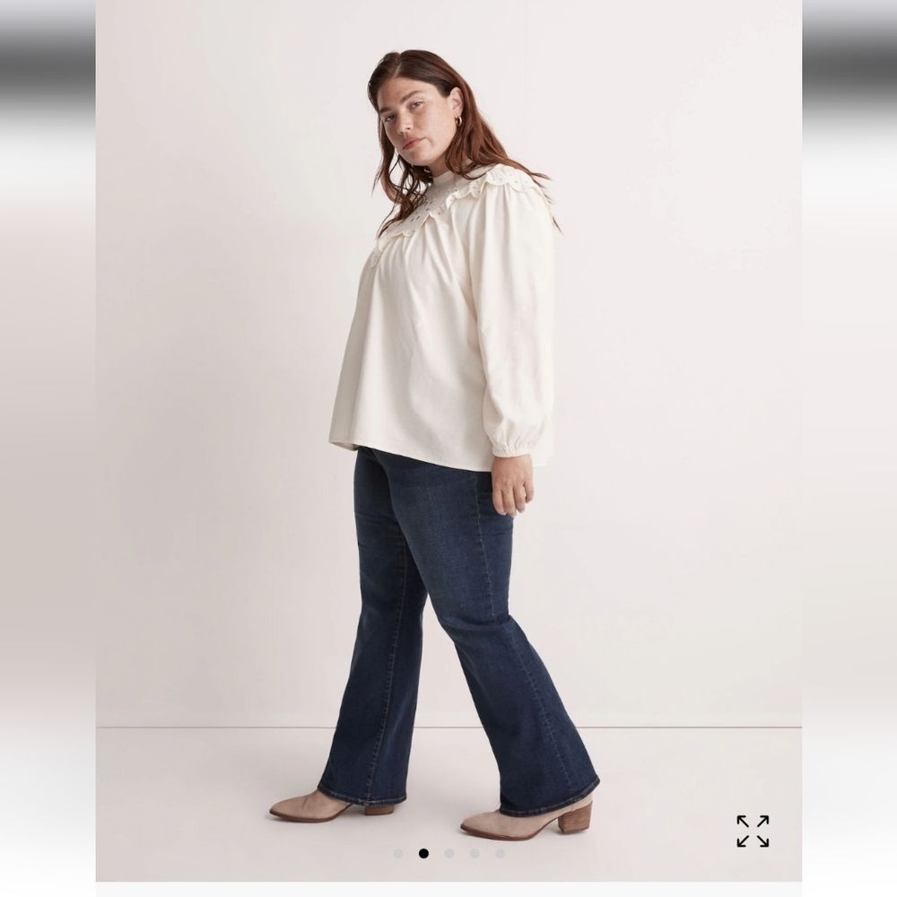 Madewell Plus Embroidered Lazer Cut Flannel Mockneck Top 4X - Picture 4 of 8
